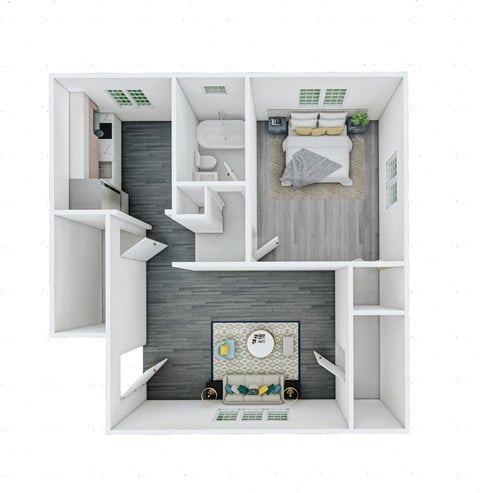 Floor plan for 1 bed, 1 bath, 550 sqft